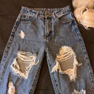 Blue ripped jeans size small high rise